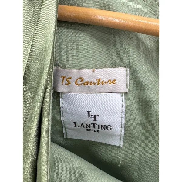 LanTing Bride TS Couture Olive Green Satin Draped One Shoulder‎ Gown NWT Small - Image 5