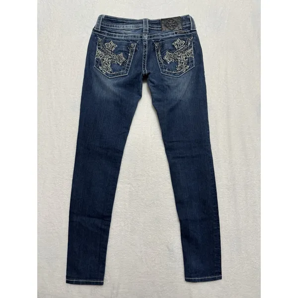 Miss Me Womens Skinny Jeans Medium Wash Embroidered Mid Rise Sz 26 - Image 5