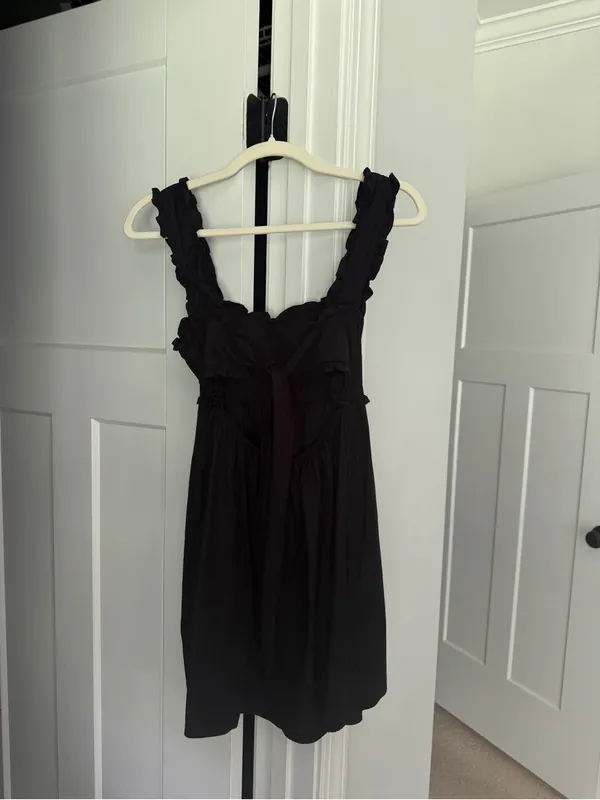 Reformation Lilah black tie back mini sleeveless dress - Image 6