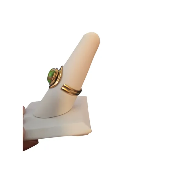 Ring Women Size 7.5 Adjutable Crescent Moon‎ Green Faux Turquoise Gold Tone - Image 3