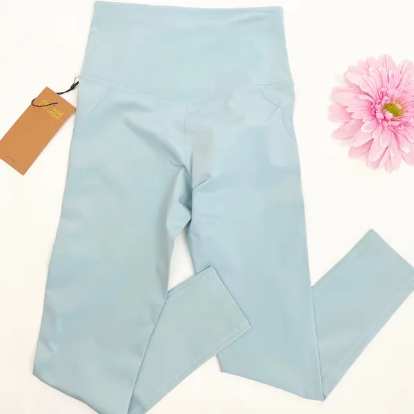 Girlfriend Collective High Rise Compressive Leggings: Sky Light Blue - Image 10