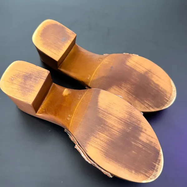 Horsebit BOHO Y2K Wooden Platform Clog Mules Womens Size 39 US 8.5 Brown Slides - Image 6