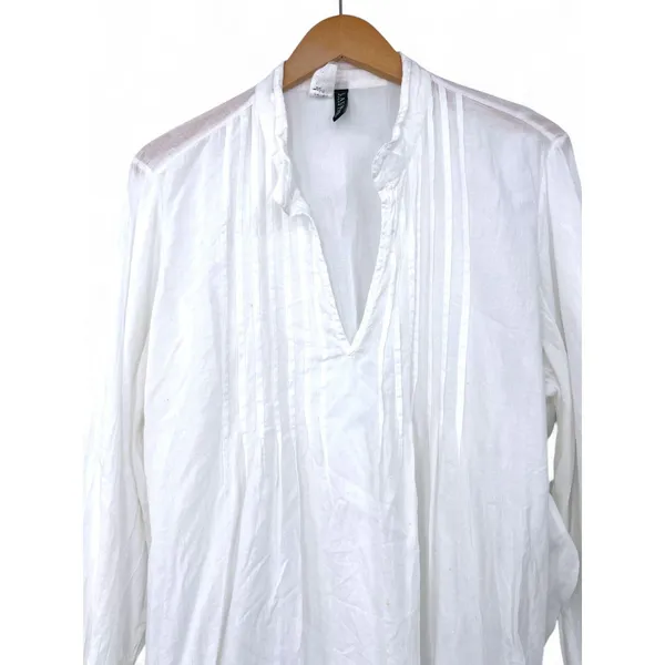 RALPH LAUREN | L |Split Neck Pintuck Pleated Top Tunic Swim Cover Up Oversized - Image 3