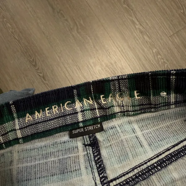 American Eagle Outfitters Green and Blue Plaid Bootcut Pants - Image 4