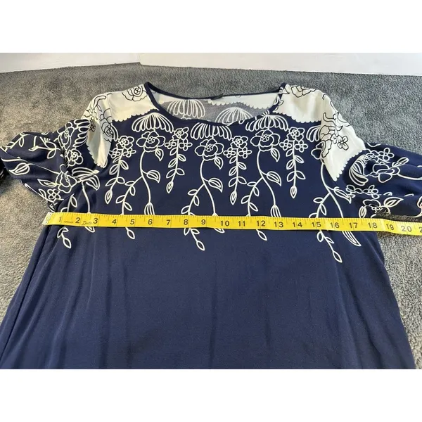 Emery Rose Navy Blue Boho Floral Maxi Dress - Size L - Image 4