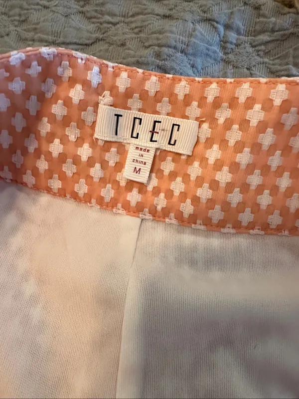 TCEC Peach-Orange High-Waist Patterned Shorts - Image 3