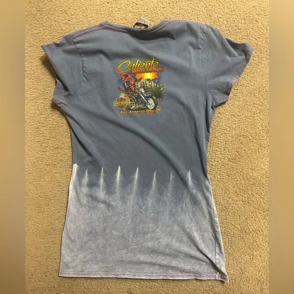 Harley Davidson Caliente San Antonio Motorcycle Graphic Tie Dye Tee size large - Image 2
