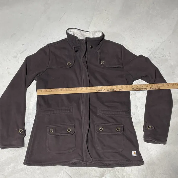 Carhartt Women's WK111 Sherpa Lined Collar Full Zip Jacket Brown SZ Large VTG - Image 6
