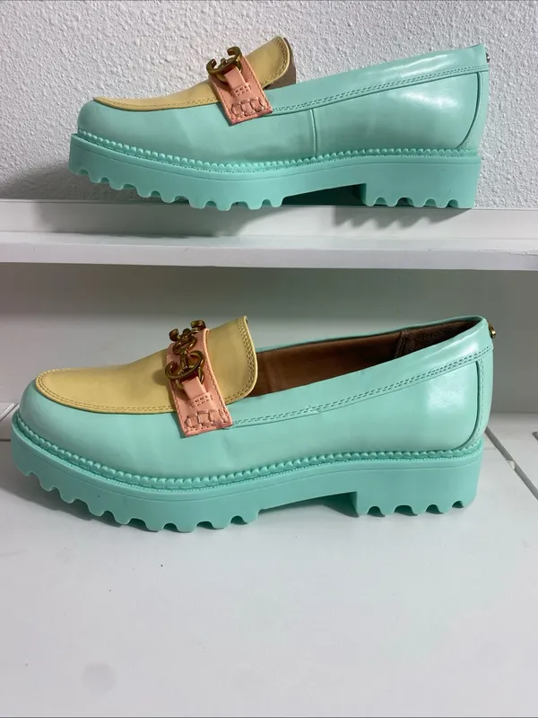 NWOB Circus NY Sam Edelman Deana Loafers Mint Pineapple Yellow Multi Size 7.5 - Image 4