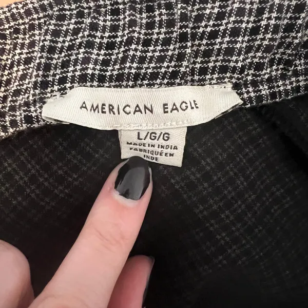 American Eagle Black and White Plaid Skirt Side Slit Size Large Fall Whimsigoth - Image 8