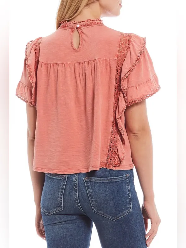 Free people le femme peach ruffle boho top XS nwt - Image 2