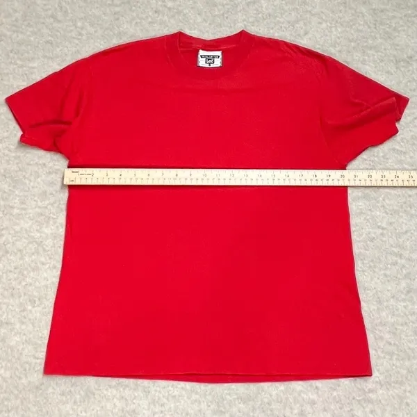 Vintage Lee Total Cotton T-Shirt Red Made in‎ USA Single Stitch Crewneck Medium - Image 5