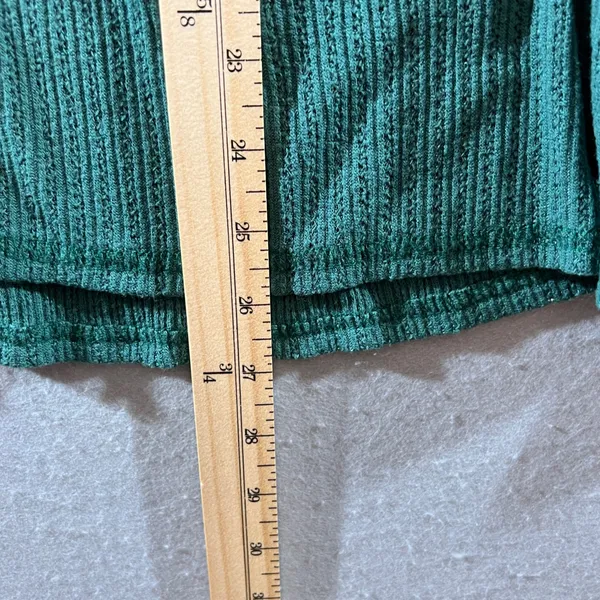 925 | Altar'd State Waffle Knit Peplum Babydoll‎ Henley Top Green Women L - Image 5