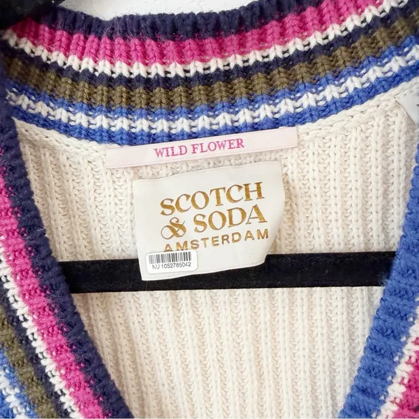 Scotch & Soda V-Neck Crochet Sweater Sz M - Image 4