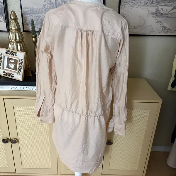 ULLA JOHNSON Tan‎ Utility Shirt Dress Size 6 Silk Button Down - Image 3