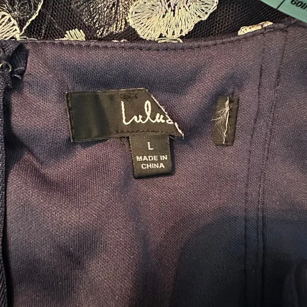 Lulus Gala Invite Navy Blue Embroidered Tulle Bustier Maxi Dress Large - Image 3