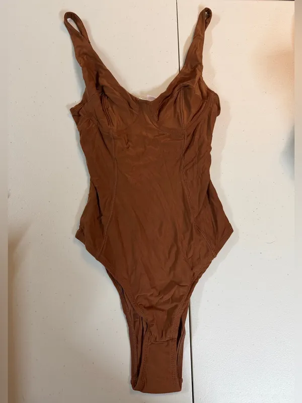 Free‎ People We are HAH Hot as Hell Bodysuit Eyes on Top $128 Milk Chocolate - Image 2