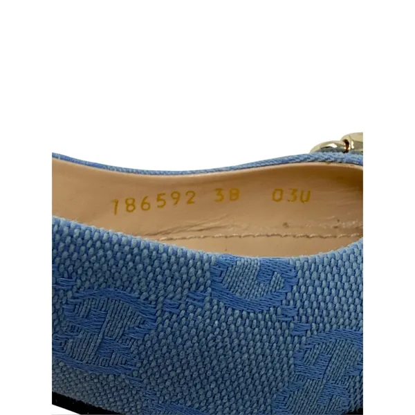 Gucci Erin Horsebit GG Canvas Slingback Blue Denim Ballet Flats Size 38 - Image 7