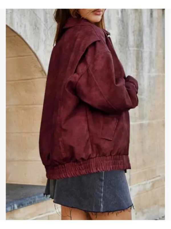 NEW Bomber Vegan Leather Jackets Oversized Zipper Lapel L - Image 2