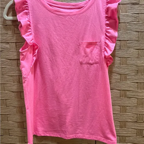 Lilly Pulitzer Bright Pink Ruffle Shoulder Tank Top Size XS EUC - Image 2