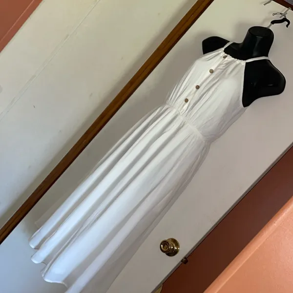 Wishlist, small white summer‎ dress wooden accent buttons, functionable. NWT. - Image 2