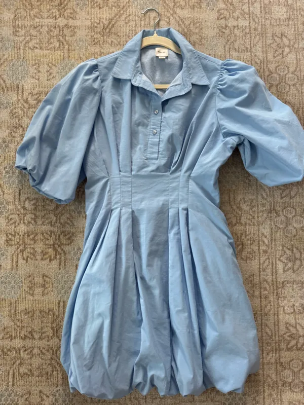 Maeve Light Blue Puff-Sleeve Mini Dress - Image 2