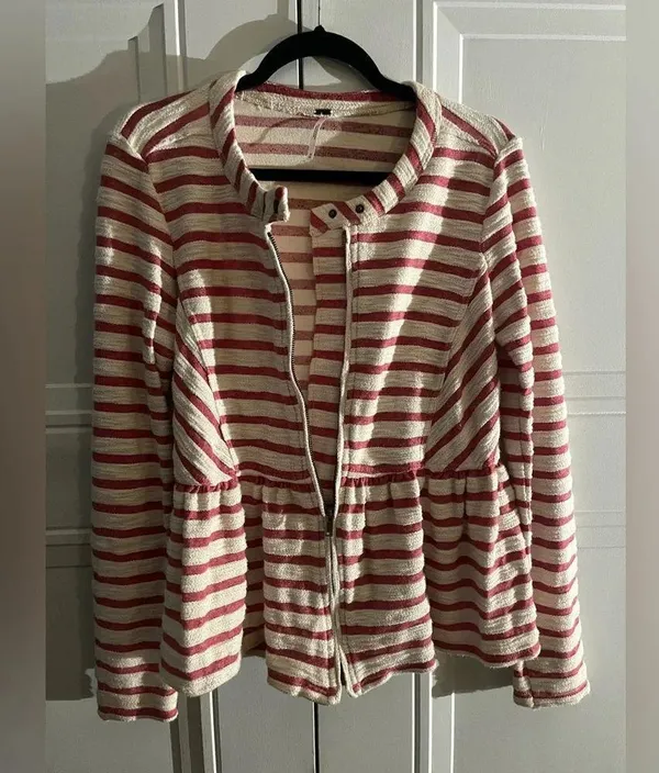 Free People Striped Peplum Jacket - Image 6