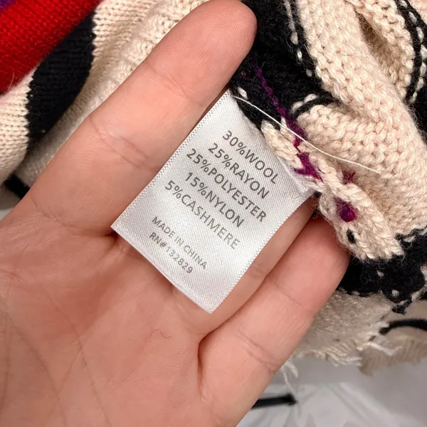 Lovers + Friends Destroyed Chunky Striped Knit Distressed Wool Cashmere Sweater - Image 6