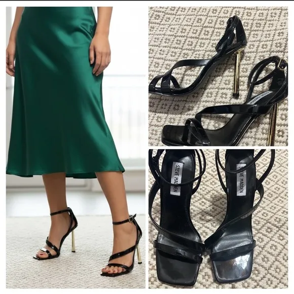 Steve Madden Black and Gold Strappy Heels - Image 2