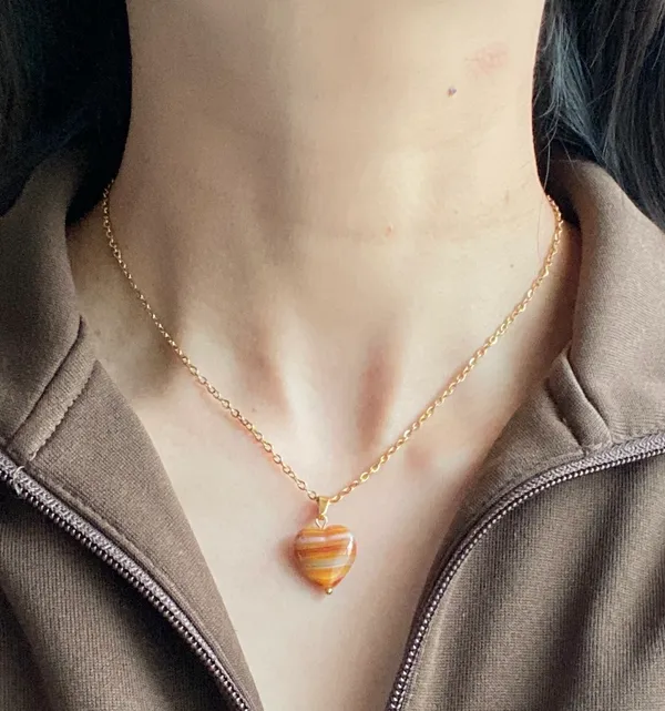 Handmade quality Czech glass chic fairy boho gold chain necklace🧡 - Image 4