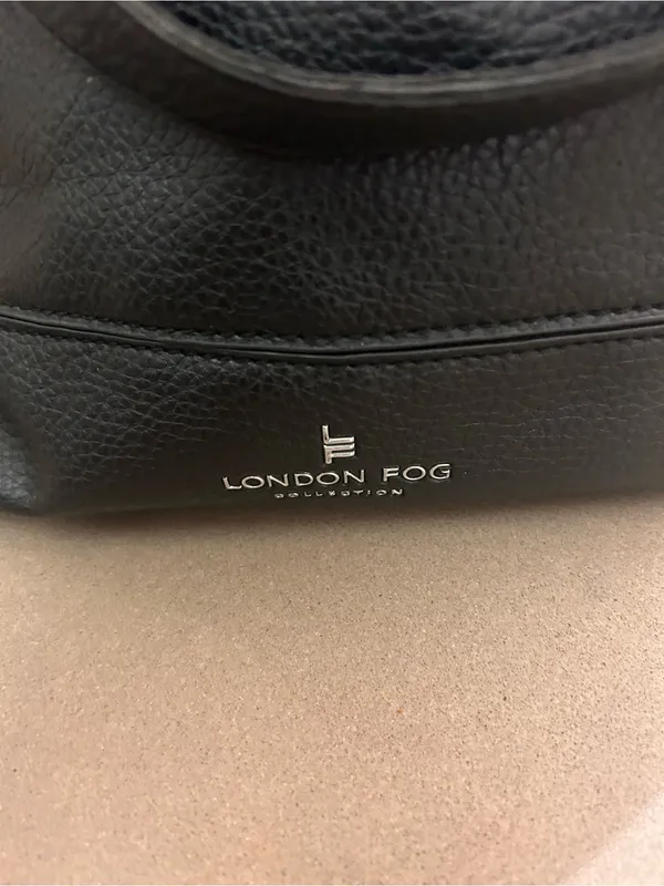 London Fog Black Pebbled Leather Shoulder Bag Preowned - Image 2