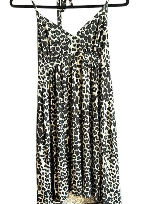 Y2K express Leopard Print Spaghetti Strap mini dress size M - Image 4