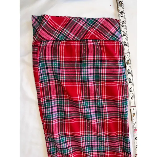 Victoria's Secret Plaid Flannel Pajama Set Size M Short Red Holiday Lurex EUC‎ - Image 11
