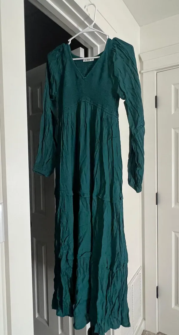Pinkblush Emerald Smocked Tiered Maternity Midi Dress - Image 2
