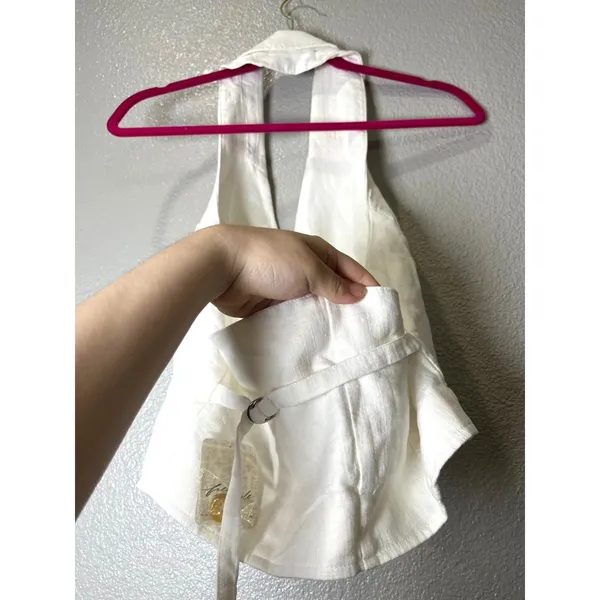 Free People Desk To Dinner Vest Ivory Halter Sz Small $78 retail NWT Linen blend - Image 5