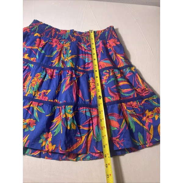 NWT J. Crew Tropical Floral Smocked Tiered Mini‎ Skirt Crochet Trim Boho Medium - Image 10