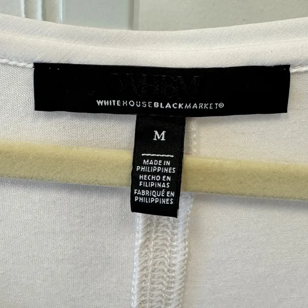 White House Black Market Nude Pink Dolman Sleeve Scoop Neck Chain Trim Top Med - Image 6