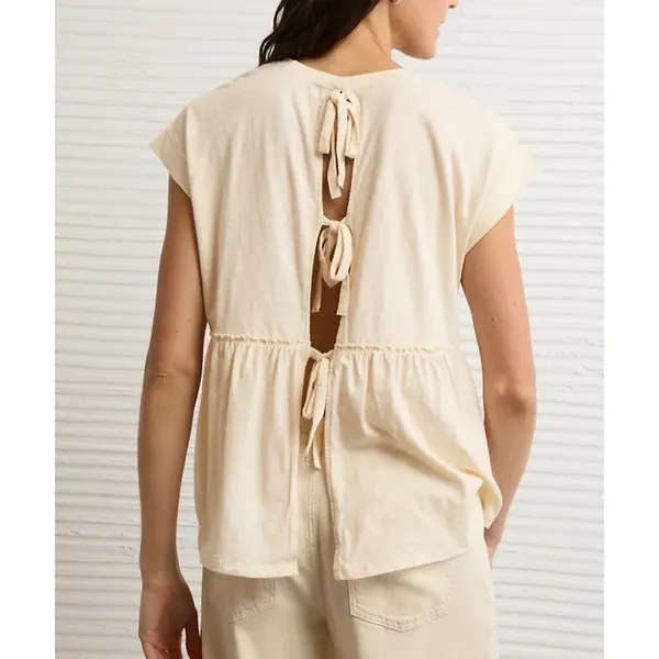 American Eagle size 2X women's tie back roll tab baby doll top blouse feminine - Image 3