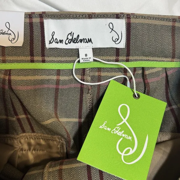 Sam Edelman Womens 8 Plaid Side Buckle wide Leg slacks Wild Aster pants - Image 15