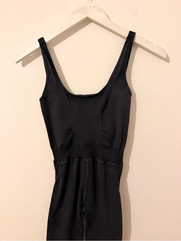 Free People Movement Good Karma Onesie Jumpsuit Dark Gray Charcoal Sleeveless - Image 4