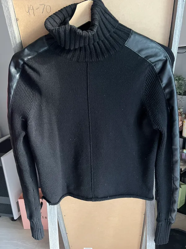 Cropped Jamison Faux Leather Sweater - Image 2