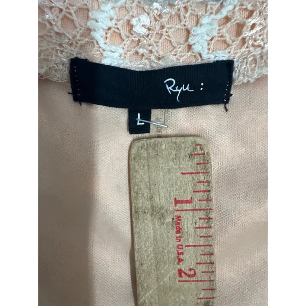 Ryu Anthropologie Peach Sequin Chevron Lace Tulle‎ Mini Dress Womens Large - Image 2