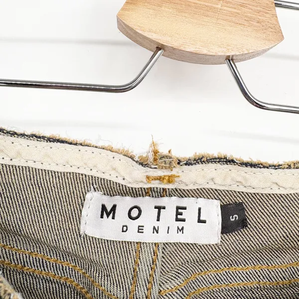 Motel Denim Womens Blue Distressed Raw Waist Low Rise Y2K Flare Jeans Size 31/S - Image 5