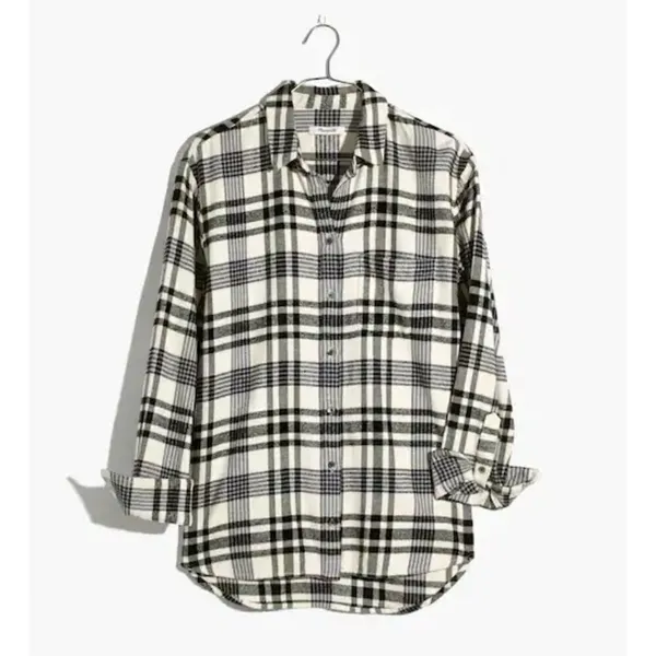 Madewell‎ Flannel Oversized Ex-Boyfriend Shirt Romana Plaid Small Button Down - Image 11