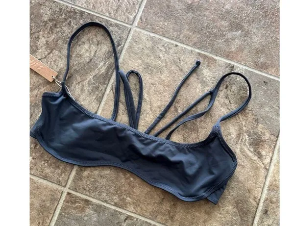 Skims Signature Swim Micro Scoop Bikini Top Gunmetal Size XL - Image 7