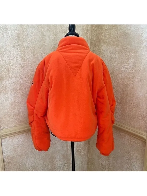 FP MOVEMENT Free People Neon Orange Puffer Fleece Jacket Cropped Insulated Sz L - Image 8