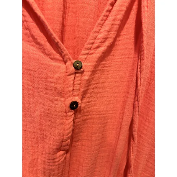 Knox Rose Womens Large Coral Pink Gauze Boho Romper Tassel Tie Ruffle Sleeve L‎ - Image 6