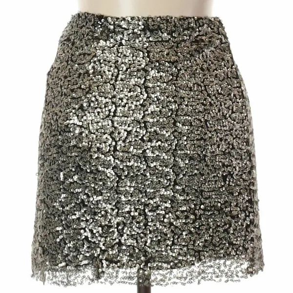 Native Rose Women's Festive Festival Bronze Sequin Mini Skirt-Sheer @Hem-Size 10 - Image 2