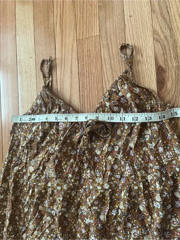 Old Navy Brown Ditsy Floral Babydoll Mini Dress Small Tall Cottagecore Romantic - Image 4