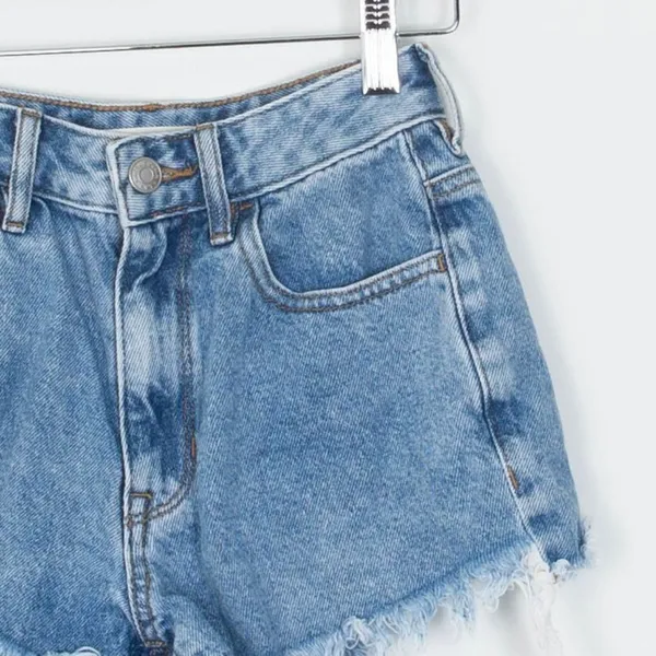Pacsun Womens High Rise Festival Denim Shorts Size 23 Raw Hem‎ Blue Casual - Image 2